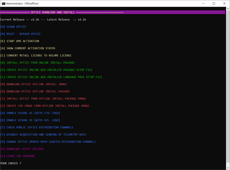 安装激活修复Office的脚本程序 | Office(R)Tool v16.3.0 绿色版