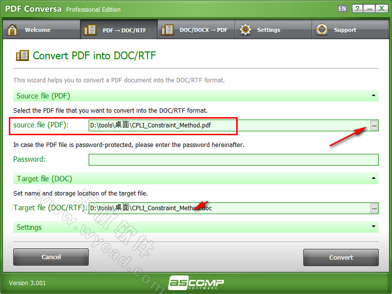 PDF转Word工具 | ASCOMP PDF Conversa Pro v3.012 绿色版
