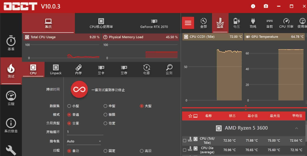 OCCT电脑硬件测试(烤鸡测试软件) v14.0.13.99 中文绿色版