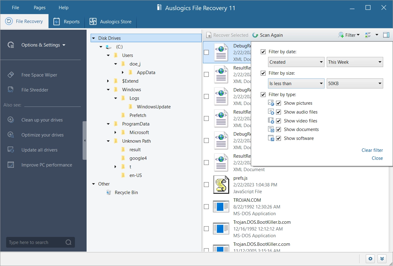 丢失文件恢复软件 | Auslogics File Recovery v12.0.1.1 绿色版