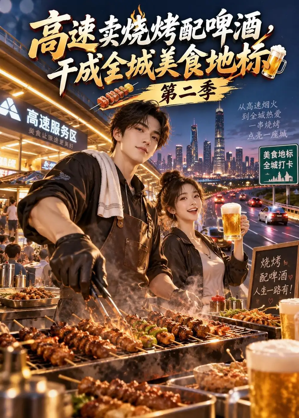 《高速卖烧烤配啤酒，干成全城美食地标第二季&高速卖烧烤配啤酒干成全城美食地标第二季（209集）AI短剧》短剧全集免费在线观看-CD网盘社