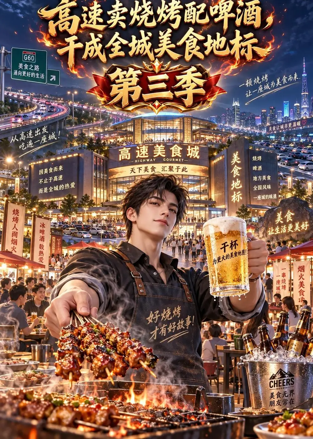 《高速卖烧烤配啤酒，干成全城美食地标第三季&高速卖烧烤配啤酒干成全城美食地标第三季（174集）AI短剧》短剧全集免费在线观看-CD网盘社